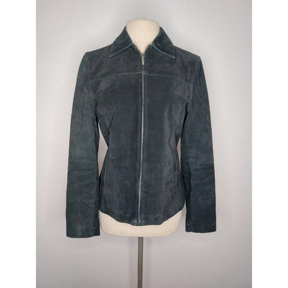 Boston Harbour Jackets & Blazers - Boston Harbour Womens Suede Leather Jacket Size Large Black Zipper Pockets